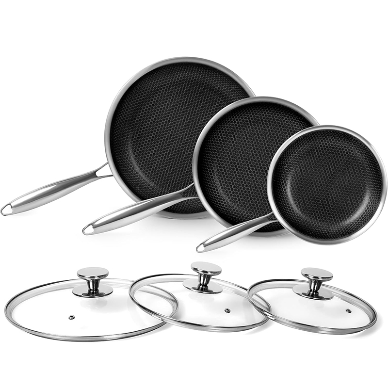 Crepe Pan Nonstick - Paslanmaz Çelik kızartma tavası Kapaklı Petek