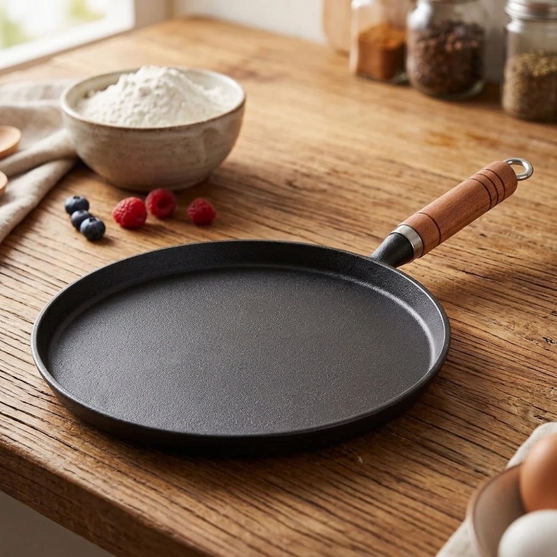 Crepe Pan Nonstick - 20/23/26cm Dökme Demir Kızartma Tavası Kaplamasız