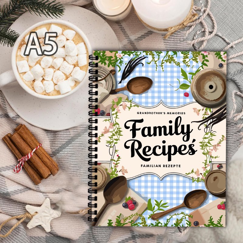 Home Cooking Cookbook - A5 Yemek Kitabı, Mavi Izgara, Asma