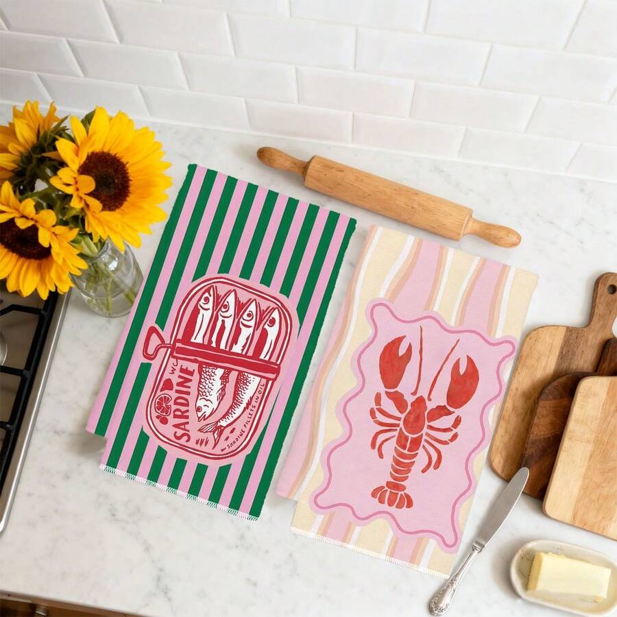 2 Adet, Pembe ve Yeşil Çizgili - Home Cooking Cookbook incelemesi ve fiyatı