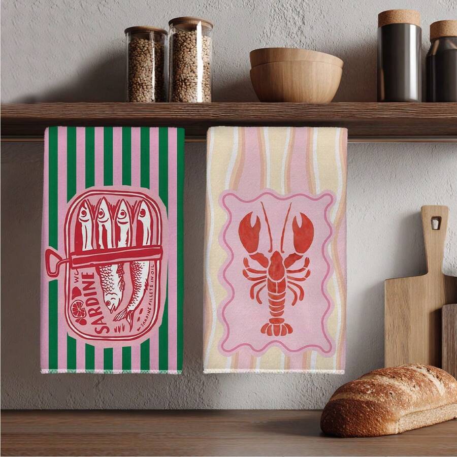 2 Adet, Pembe ve Yeşil Çizgili - Home Cooking Cookbook incelemesi ve fiyatı